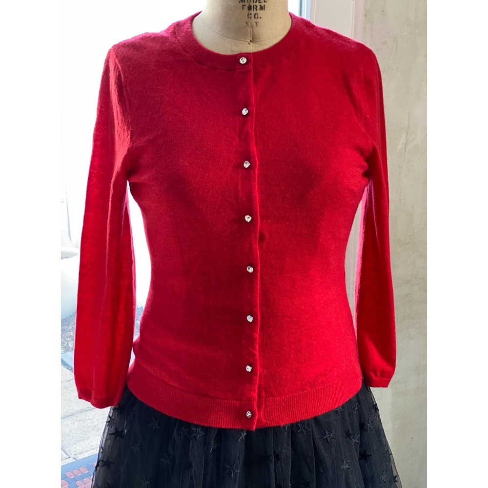 L.A.M.B. 2005 Boudoir Cherry Red Cashmere Cardigan Size M